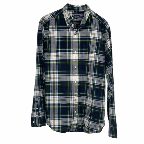 GAP Other - Gap green white plaid button down slim fit shirt